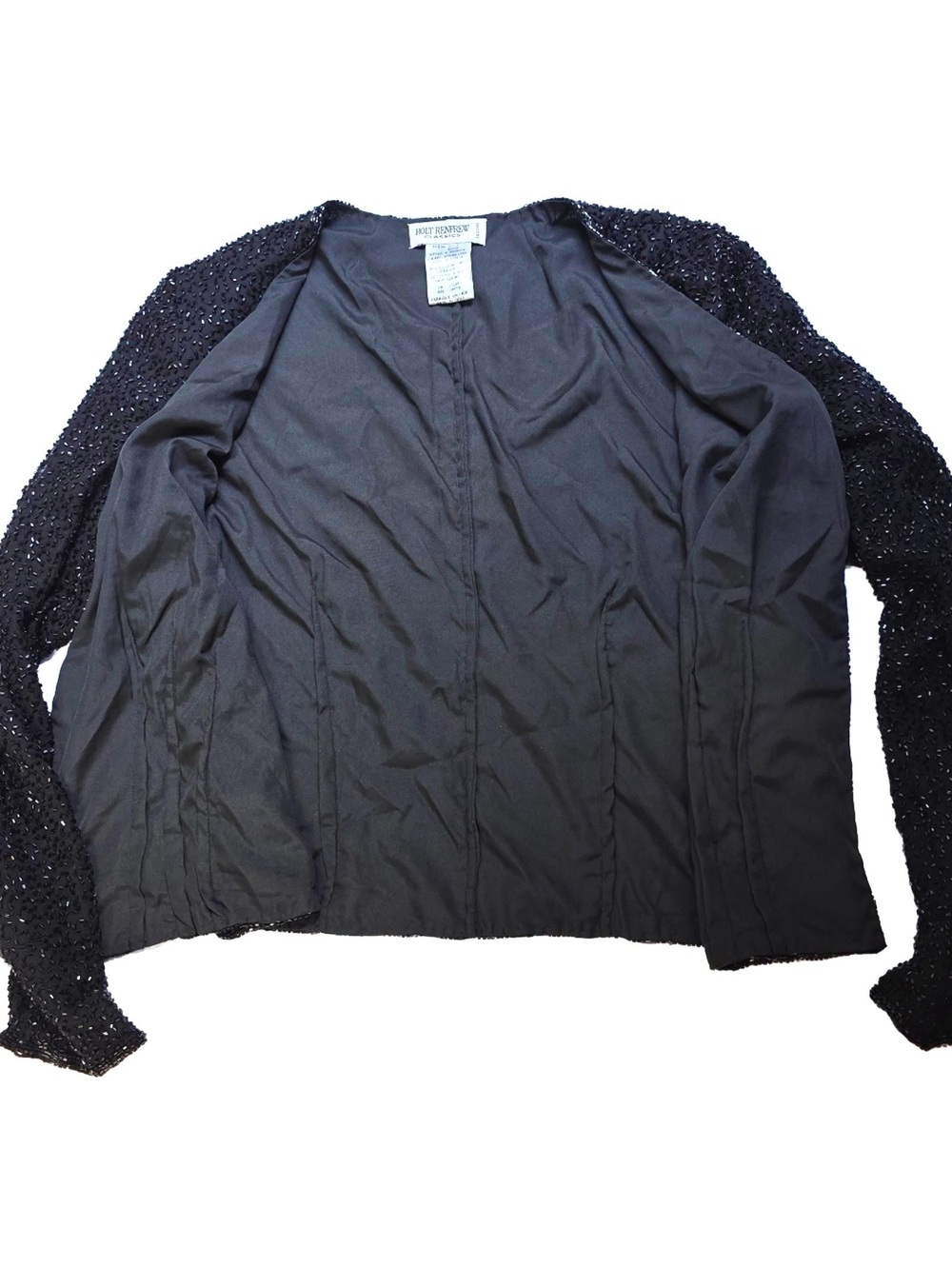 Holt Renfrew Vintage Heavily Beaded Black Silk Jacket Lined Small - Picture 7 of 10